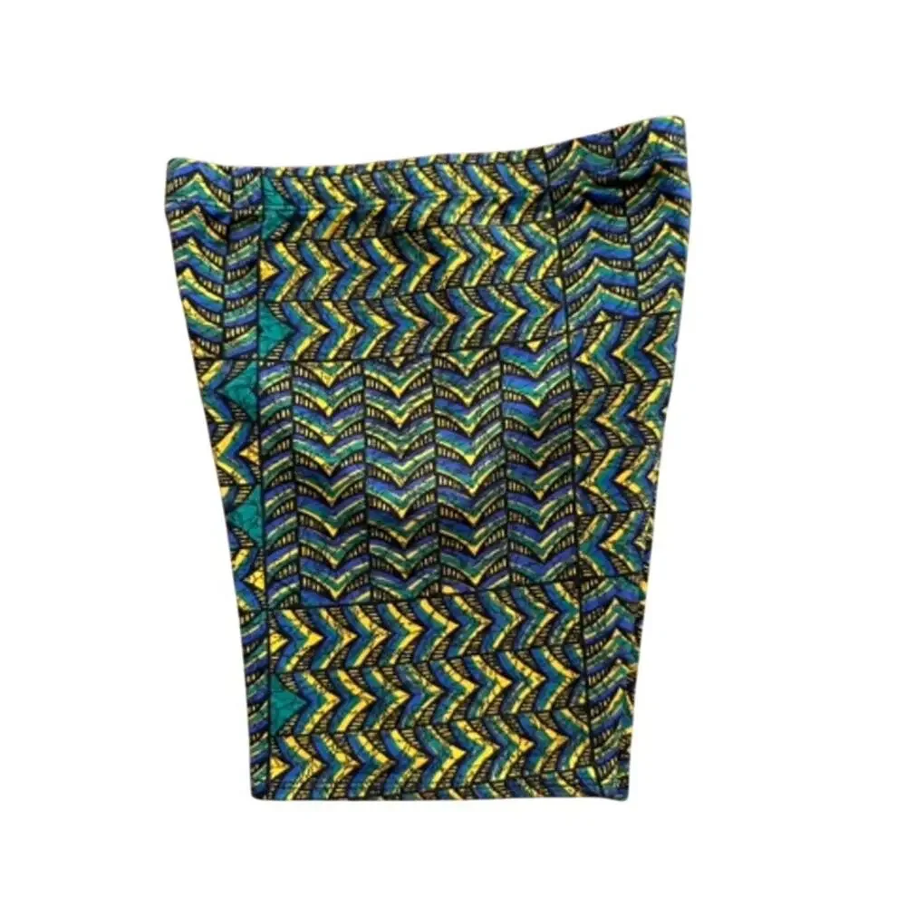 Vintage 80s 90s Dance Basics Teal Geometric Bike Shorts High Waist Cotton M